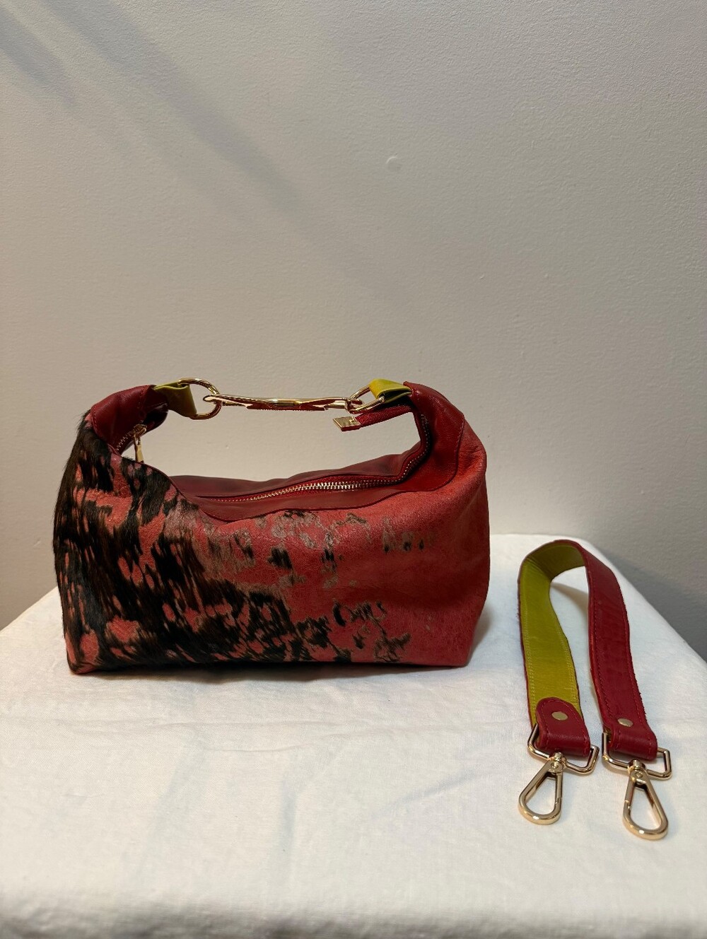 Pierre Laborde 1 of 1 Handmade Leather Pony Hair Bag Signed Red Black NEW